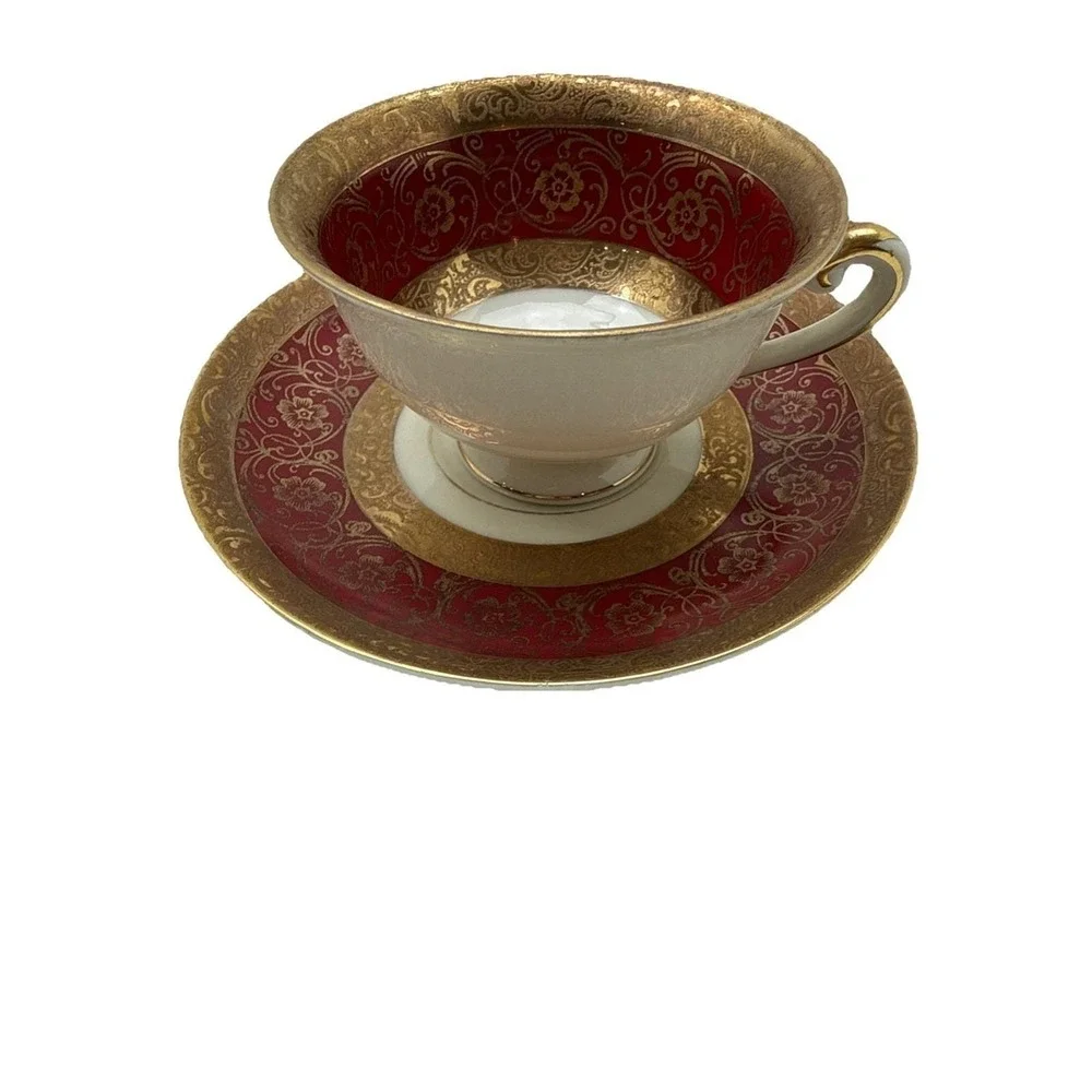 VTG AL KA‎ Kunst Kronach Bavaria Germany TEA CUP And SAUCER red & Gold